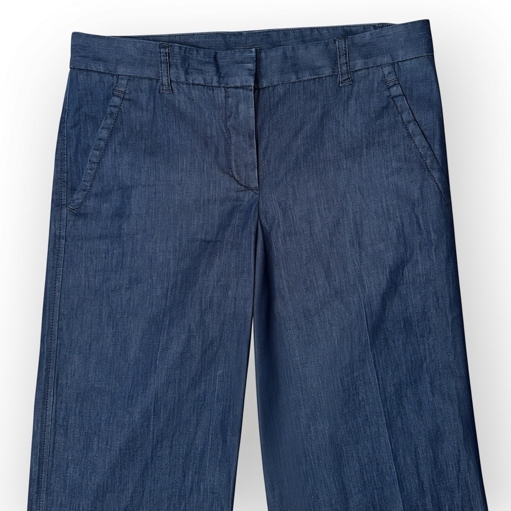 Theory Womens Wide Leg Trousers Indigo Blue Cotton Blend Dress Pants Size 8 - Picture 10 of 11